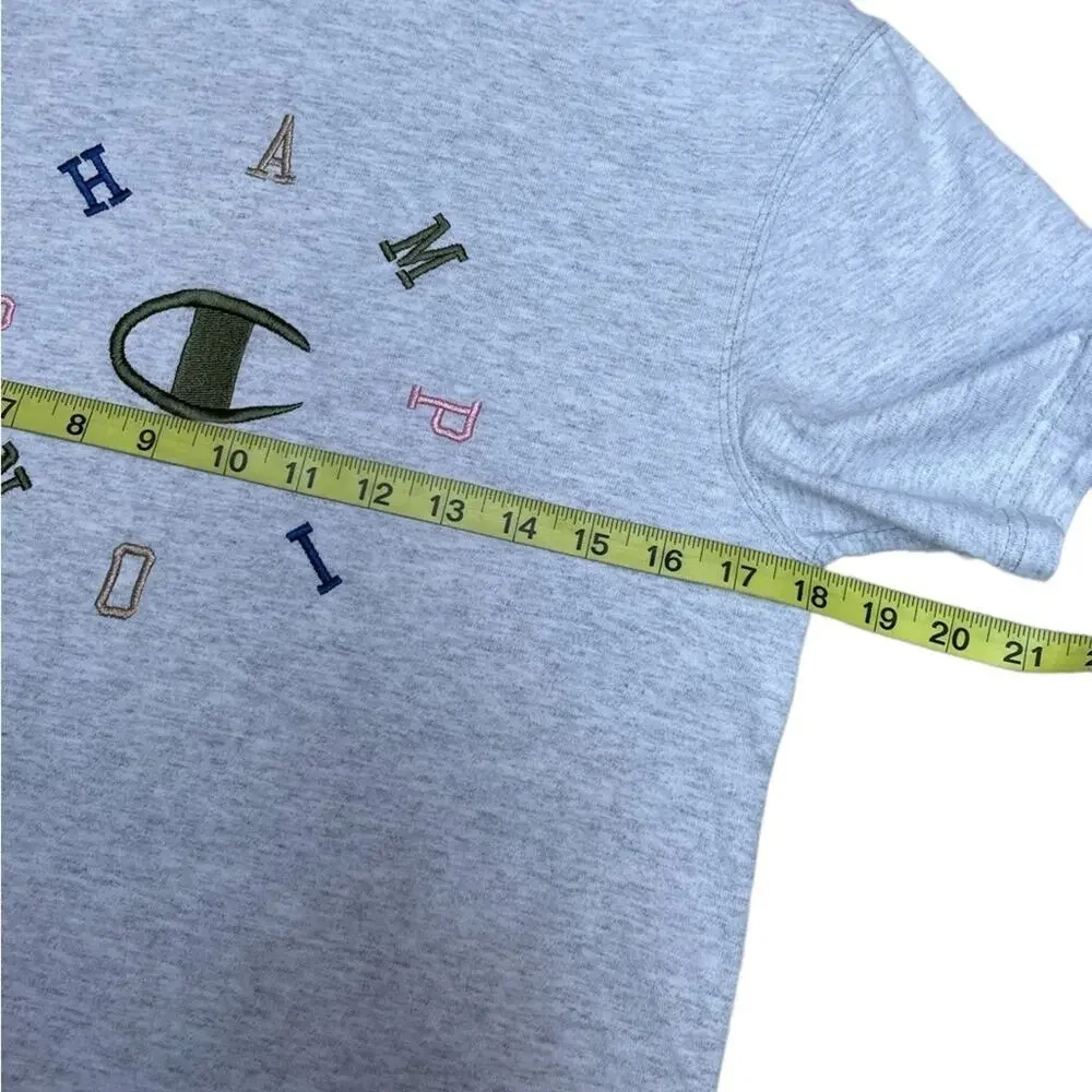 Champion T-Shirt Men Small Casual Classic Embroidered Letters Crew Neck Tee Gray - Picture 8 of 9